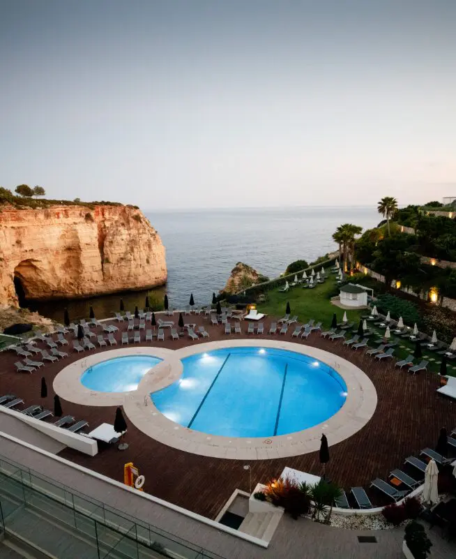 Clifftop swimming pool and sun terrace at a resort