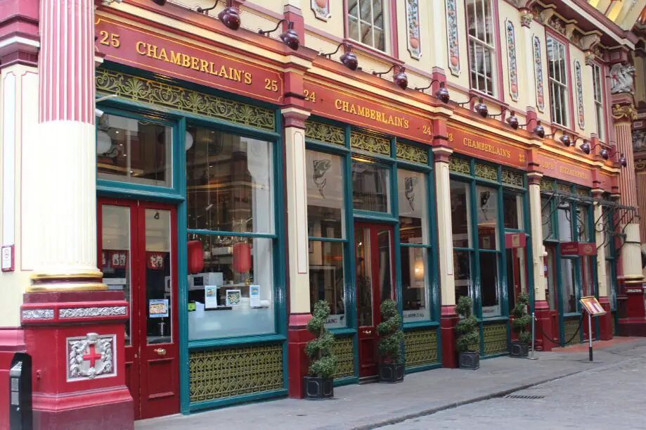 Chamberlain's restaurant exterior in the City of London