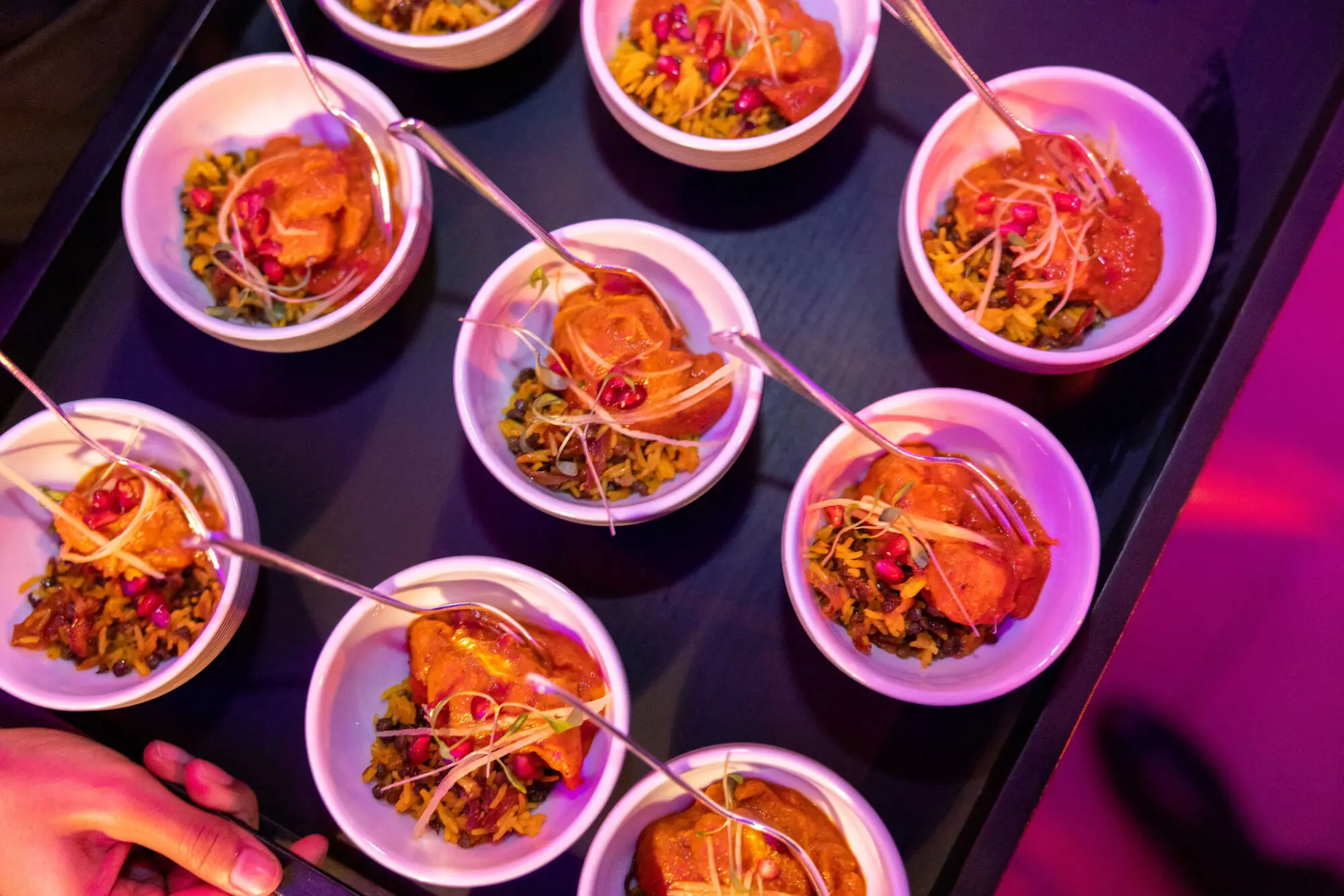 Asian style small plates served in individual bowls