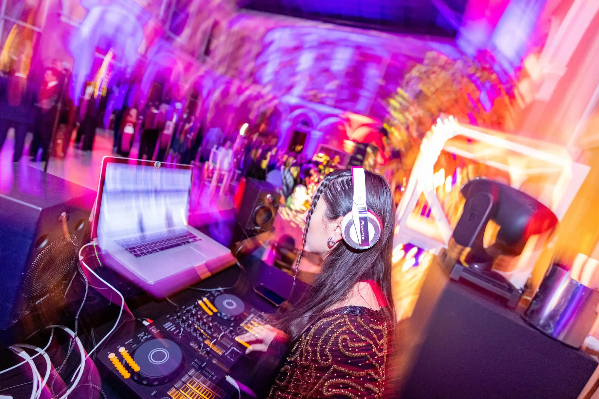 DJ performing at an evening reception
