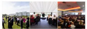 Marquee reception and conference room setups