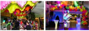 Carnival themed party with a costumed performer